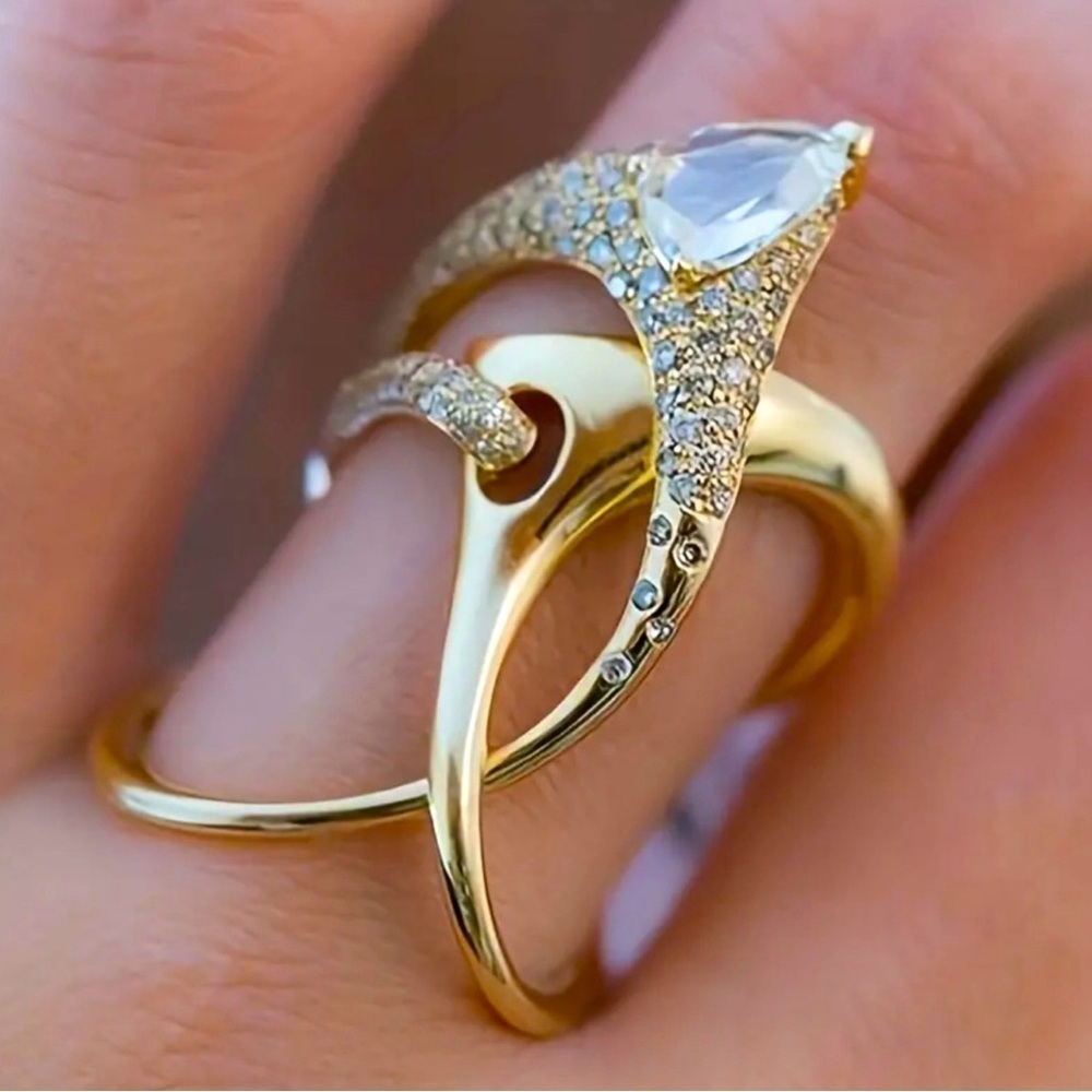 Galactic Knot 18K Gold Plated CZ Ring (New In Box)